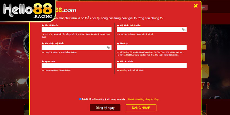 Các bước hướng dẫn đăng ký Casino Hello88